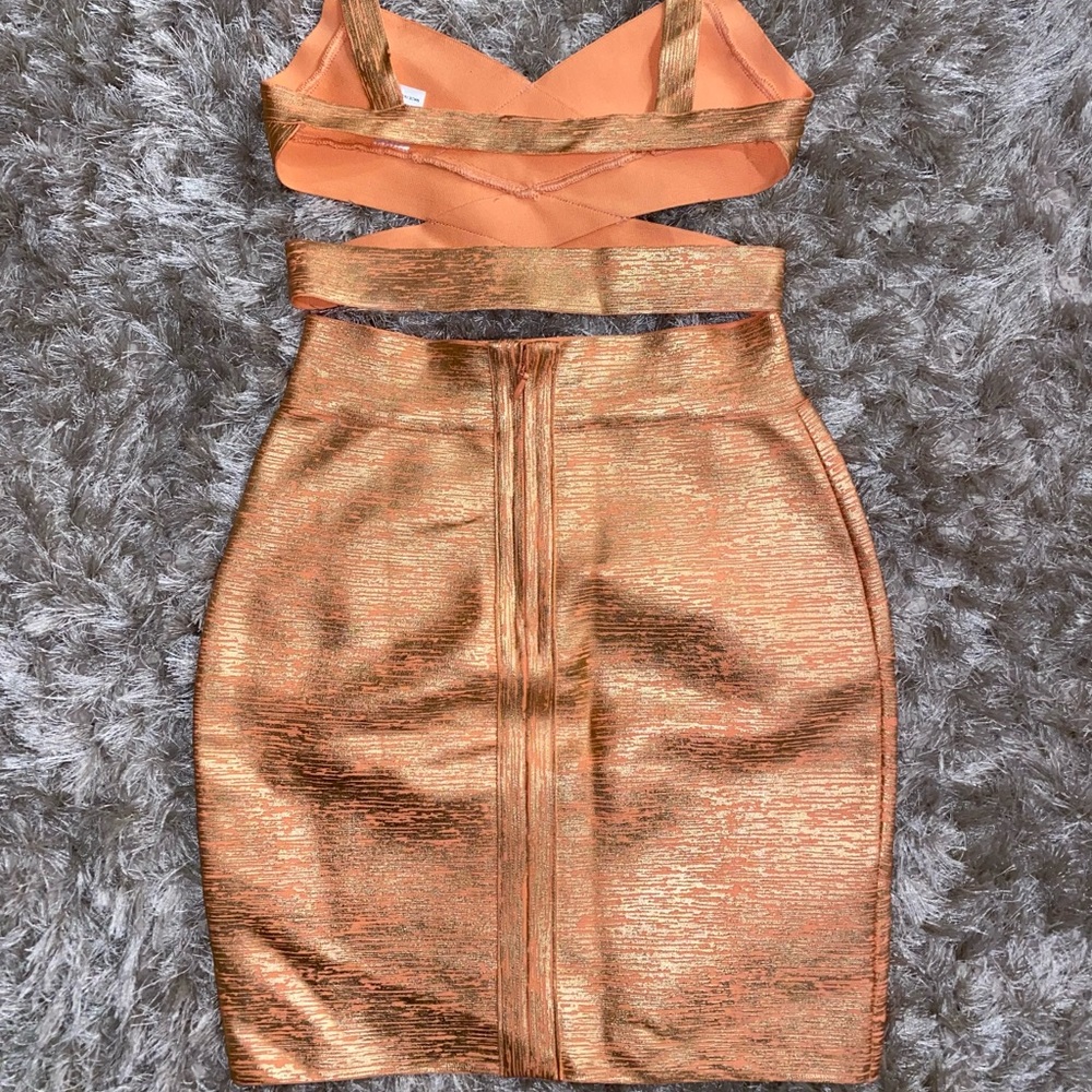 2 Piece Bandage Shirt Set-Peach-Sz Large - Picture 3 of 3